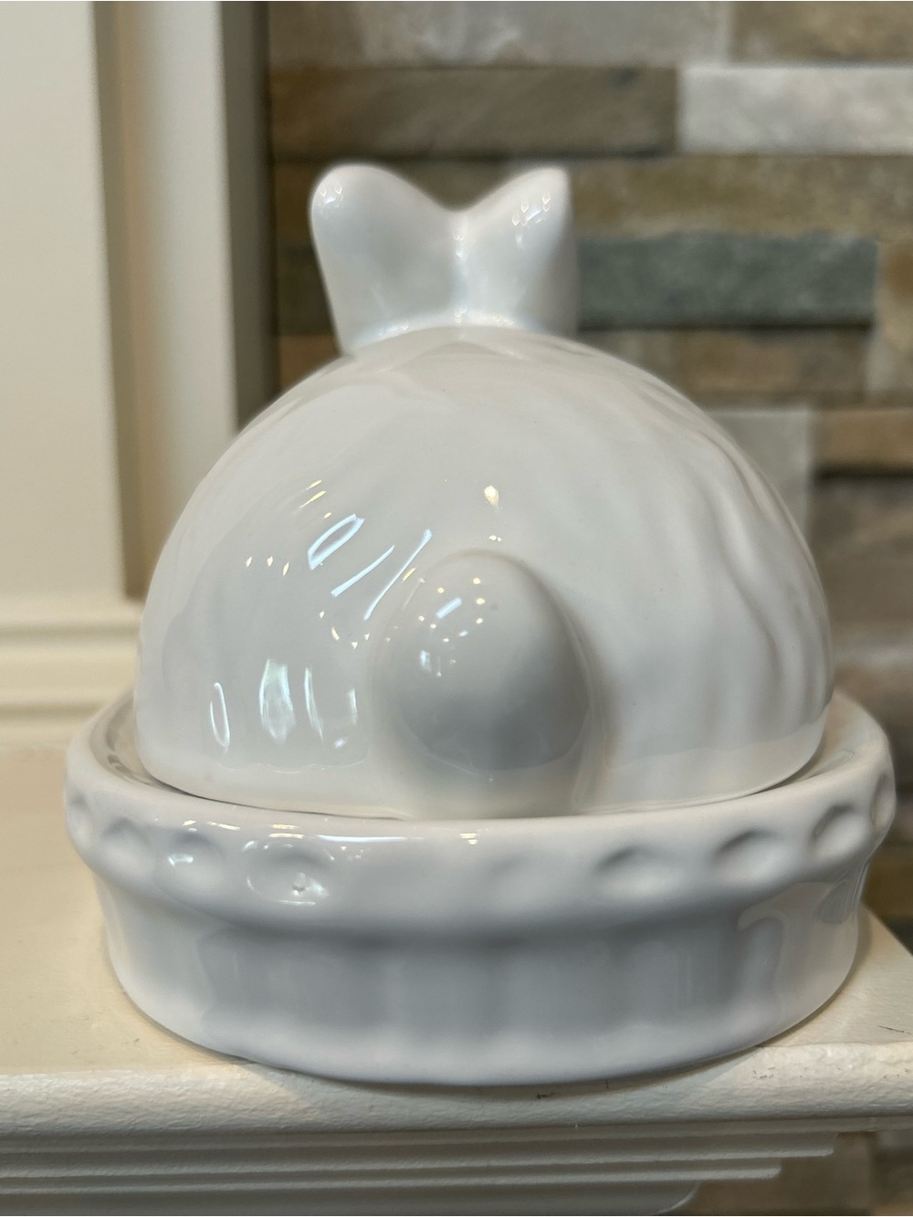 Ashland White Ceramic Bunny Butter Dish - Picture 8 of 16